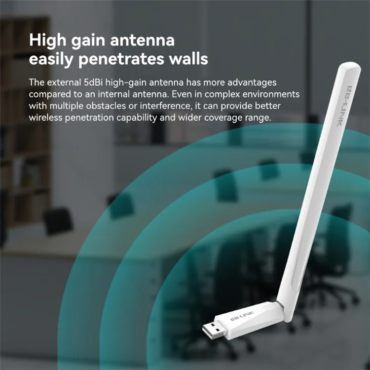 LB-LINK WDN650A Home WiFi-Empfänger für Desktopcomputer, Laptop, Dual-Band 650M Wireless USB-Netzwerkkarte
