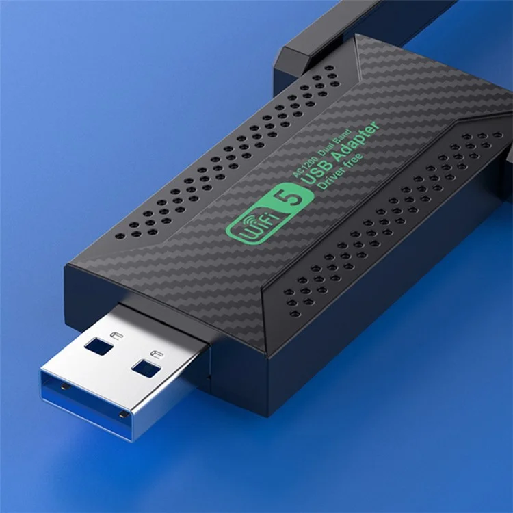 Adaptador de Rede Sem Fio USB3.0 5G de Banda Dupla Sem Driver ZT02 para PC de Desktop, Laptop, 1200Mbps