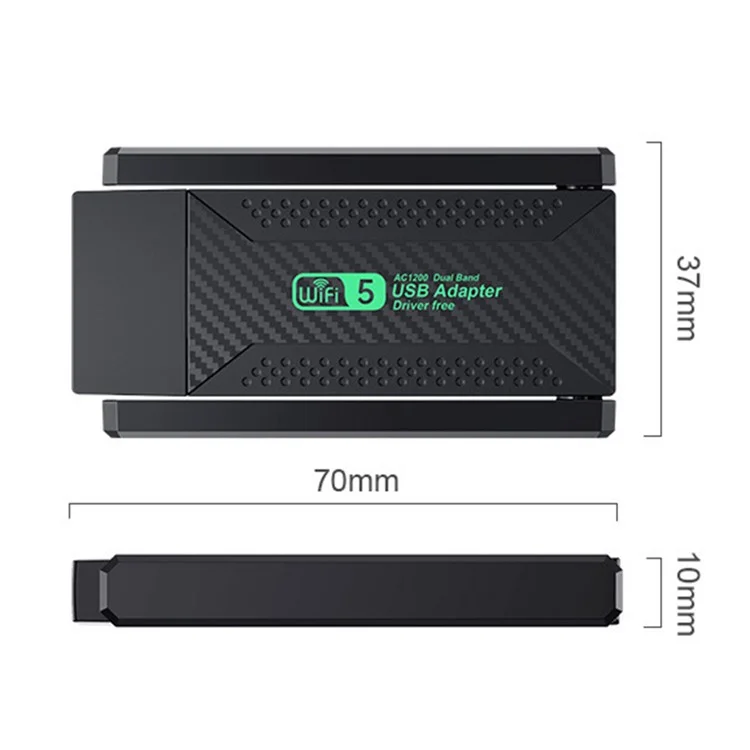 Adaptador de Rede Sem Fio USB3.0 5G de Banda Dupla Sem Driver ZT02 para PC de Desktop, Laptop, 1200Mbps