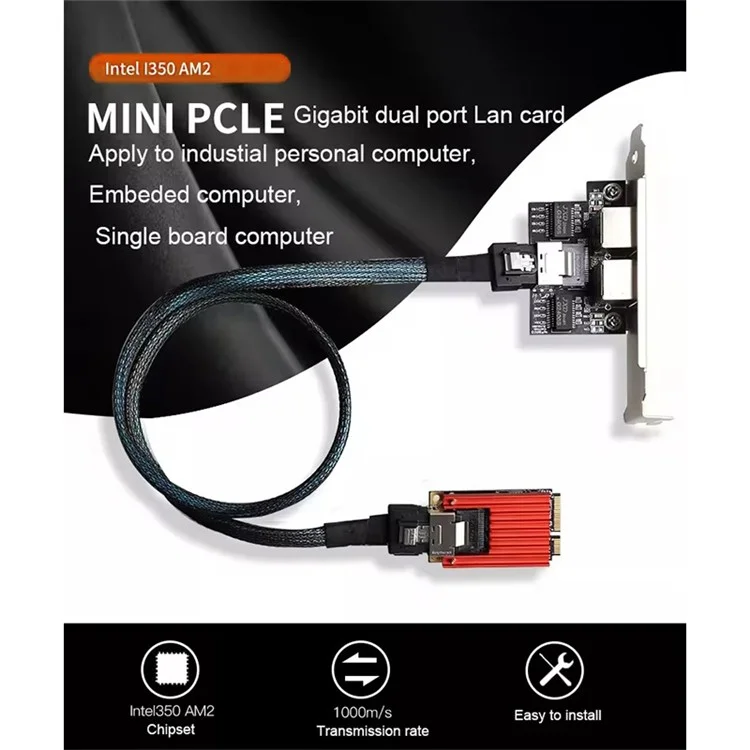 TXA096 Mini PCIE Gigabit Dual Port Lan Card with Intel I350 1000Mbps Gigabit Network Card for Desktop