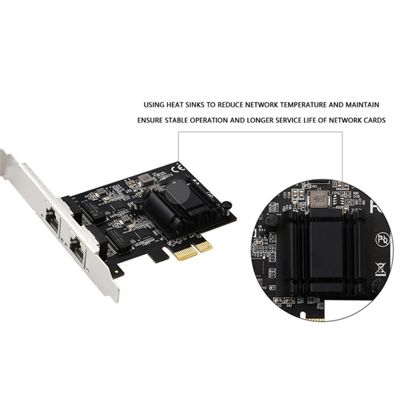 TXA192 Desktop PC Dual RJ45 Port 2500Mbps Network Card PCI-E X1 2.5G Network Card, Support ROS Esxi