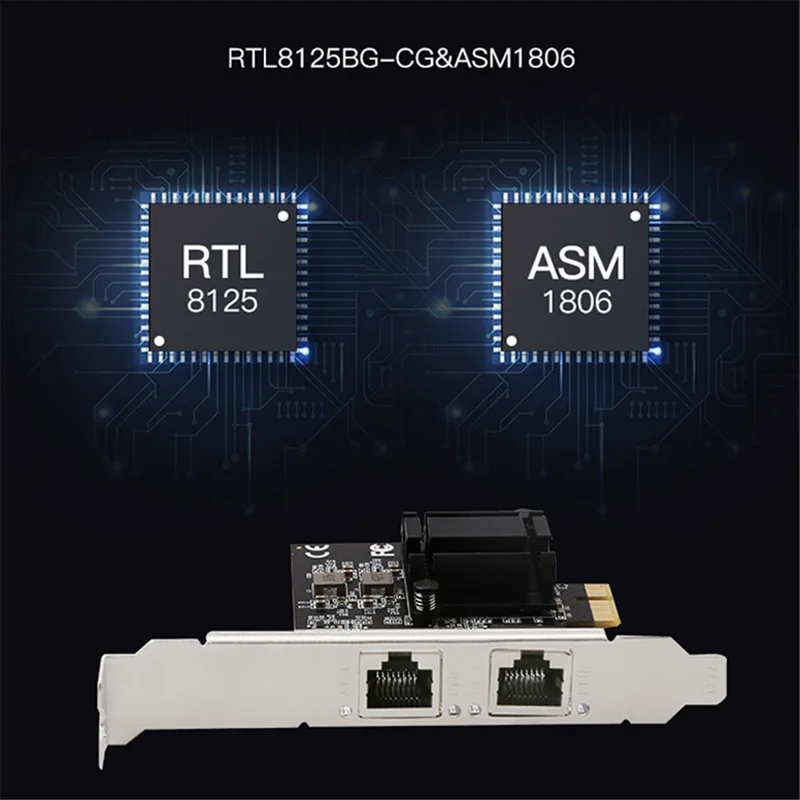 TXA192 Desktop PC Dual RJ45 Port 2500Mbps Network Card PCI-E X1 2.5G Network Card, Support ROS Esxi