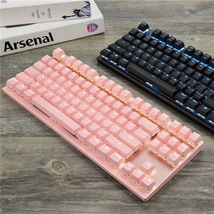 MOTOSPEED GK82 2.4GHz / Type-C Wired Dual Mode Blue Switch 87 Keys Mechanical Keyboard - Pink