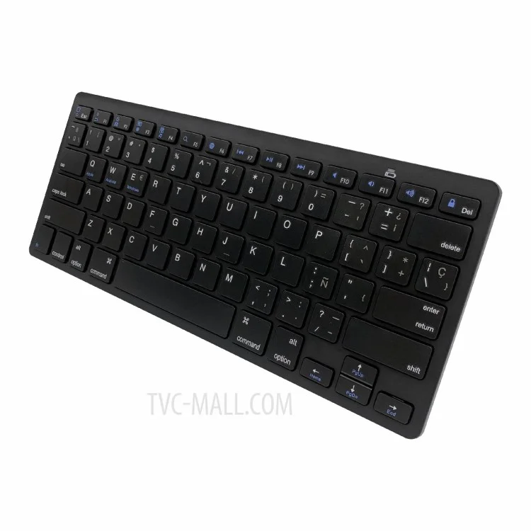 [Spanische Version] X5 78-Tasten Ultra Dünne Kabellose Bluetooth-Tastatur Tragbar Gamer-Tastatur für iPad iPhone - Schwarz