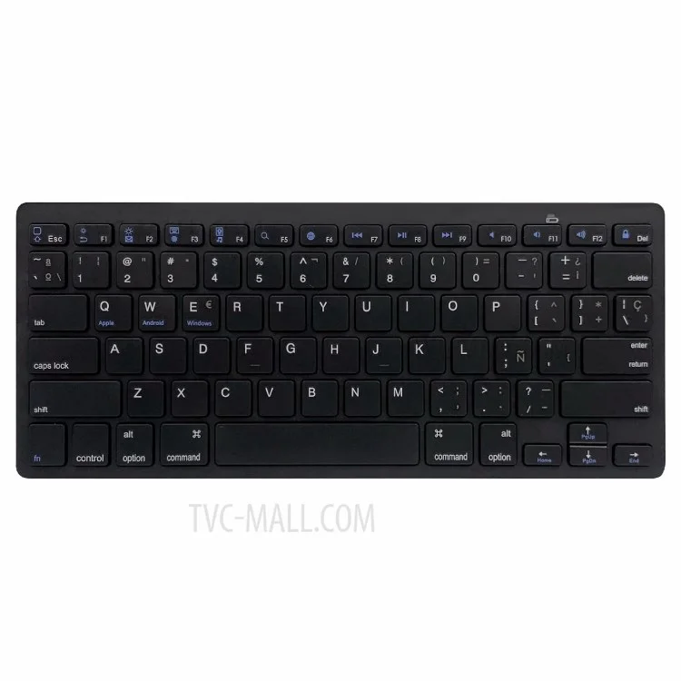 [Spanische Version] X5 78-Tasten Ultra Dünne Kabellose Bluetooth-Tastatur Tragbar Gamer-Tastatur für iPad iPhone - Schwarz