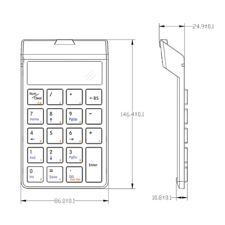 SUNREED SKB886S Bluetooth 4.0 Numeric Keypad LCD Display Wireless  19-Keys Desktop Calculator for Laptop Computer - Black
