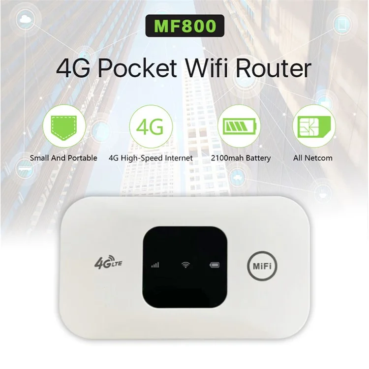 MF800 4G LTE Portable Mobile WiFi Router 150Mbps SIM Card Slot Extender Modem Dongle, Eurasian Version - White