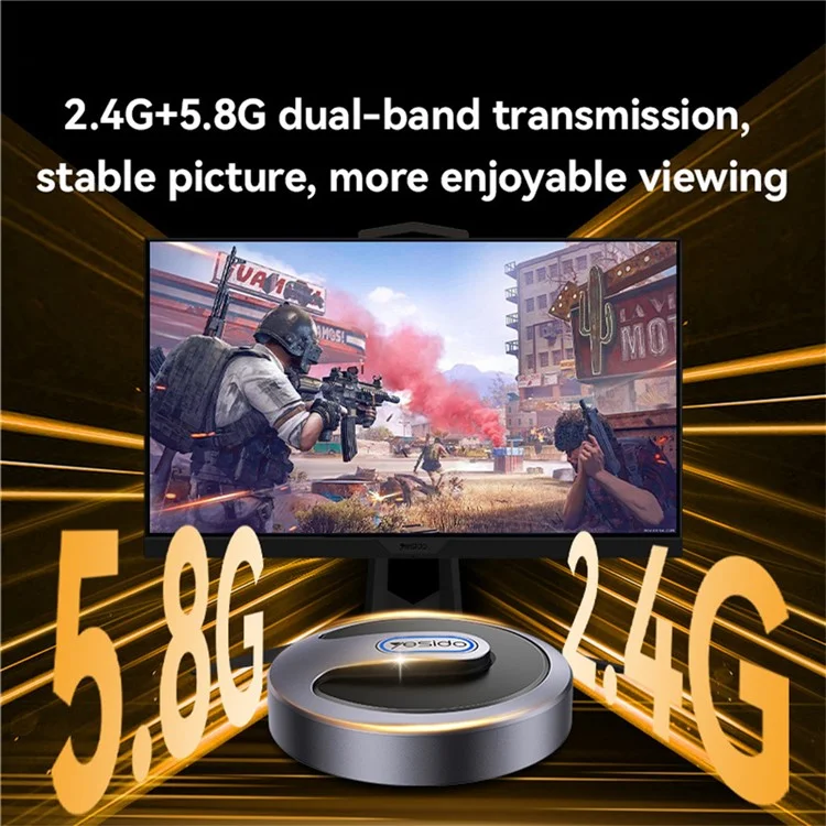YESIDO TV15 Drahtloser Display-Adapter 2,4G / 5G WiFi Bildschirm-Spiegelungs-Dongle für Miracast / Airplay / DLNA