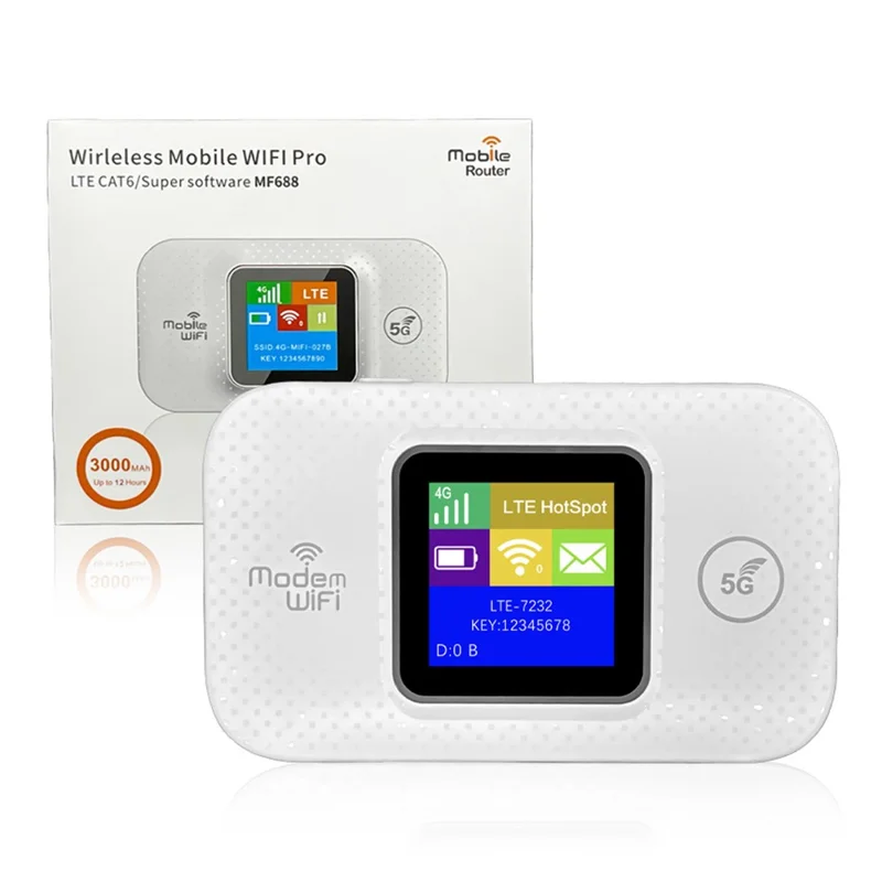 MF688 4G LTE Mobile WiFi Pocket Router 150Mbps Portable Wireless Hotspot with SIM Card Slot - Asian Version / Color Screen