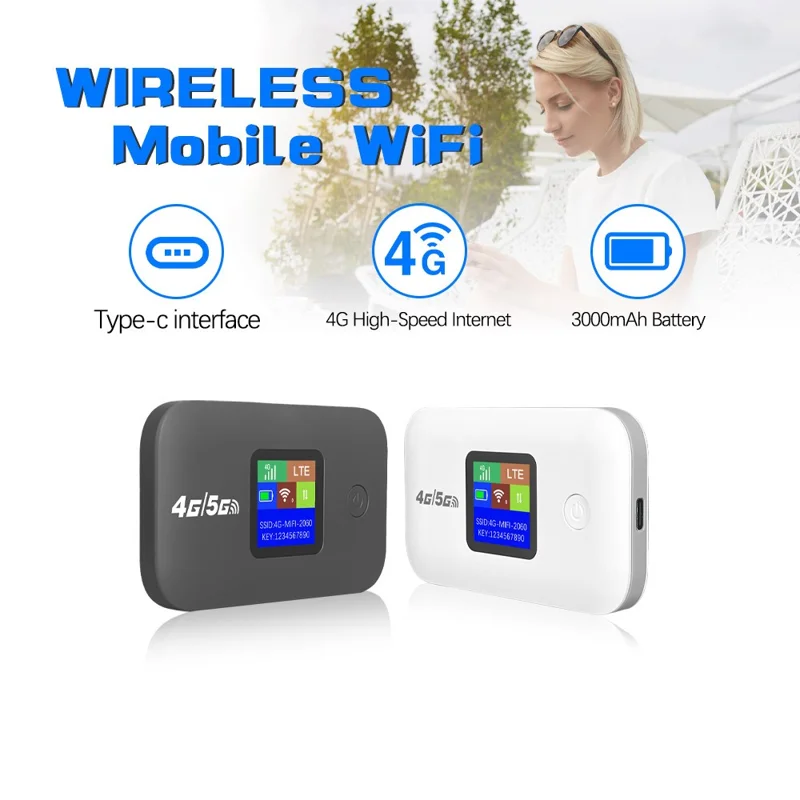 A8 4G Mobile WiFi Router 150 Mbps Portable Wireless Hotspot MiFi Modem with LCD Display - Black
