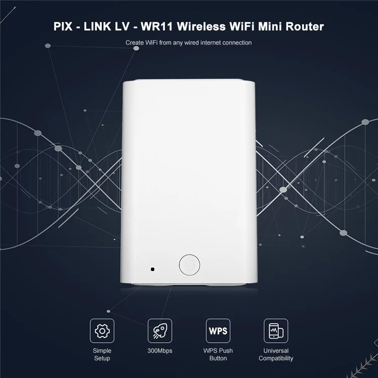PIX-LINK Compact Size WiFi Extender WiFi Booster Indoor WiFi Signal Booster 300Mbps WiFi Amplifier Long Range Wireless Repeater - US Plug