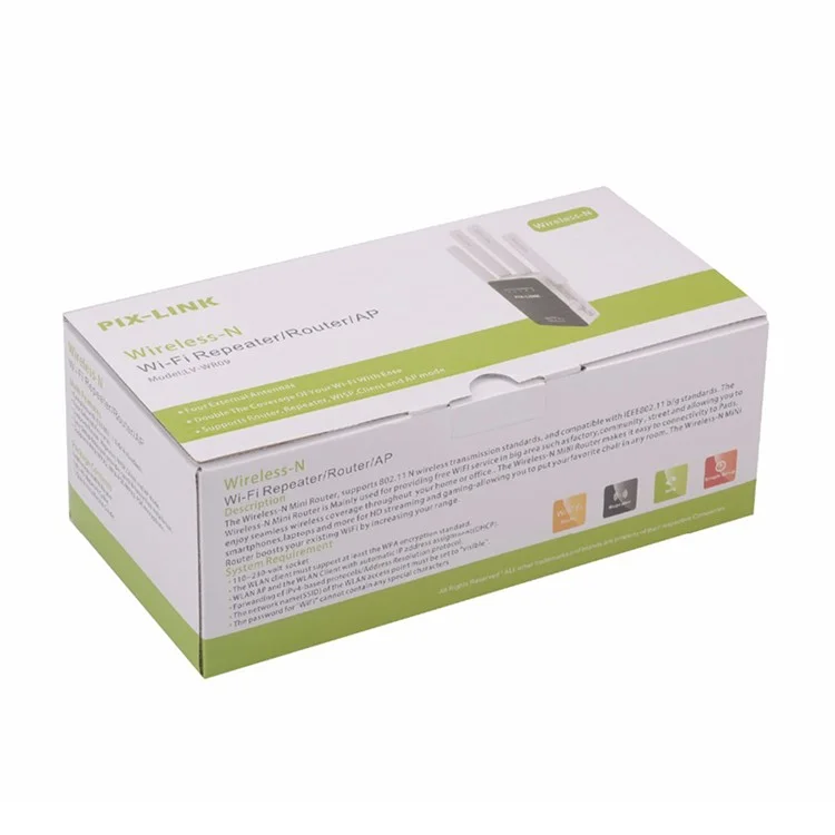 Pix-link WiFi Range Extender WiFi Signal Booster 300Mbps Internet Booster Setup Easy Setup Wireless Repeater - Plugue do Reino Unido