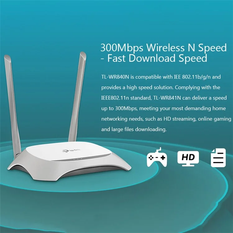 Tp-link WDR841 300Mbps 2,4g WiFi Extender Repeater Wireless Network Signal Booster Router - Blanc / Bouchon ue