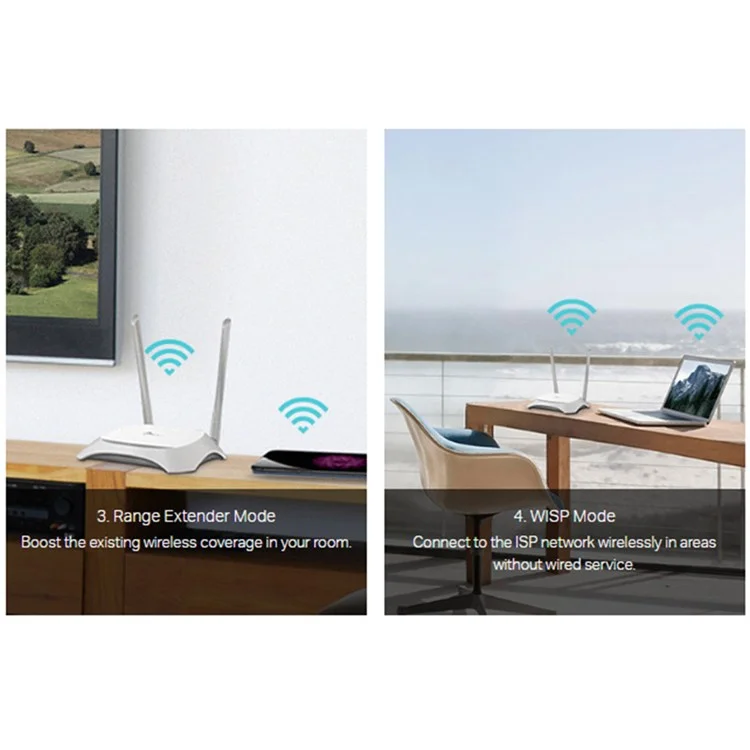 TP-LINK WDR841 300Mbps 2.4G WiFi Extender Repetidor Amplificador de señal de red inalámbrica Router - Blanco / Enchufe del Reino Unido