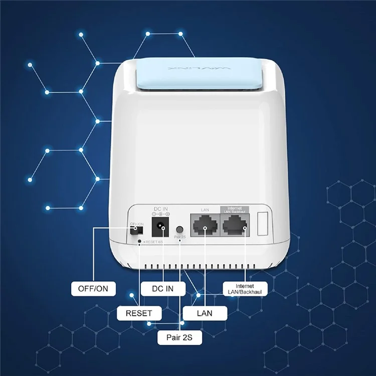 WAVLINK WS-WN535M2-C 2pcs Mesh Wireless Router 2.4G / 5.0GHz AC1200 Dual Band WiFi Signal Booster with 2pcs Power Adapter for Home Office - UK Plug