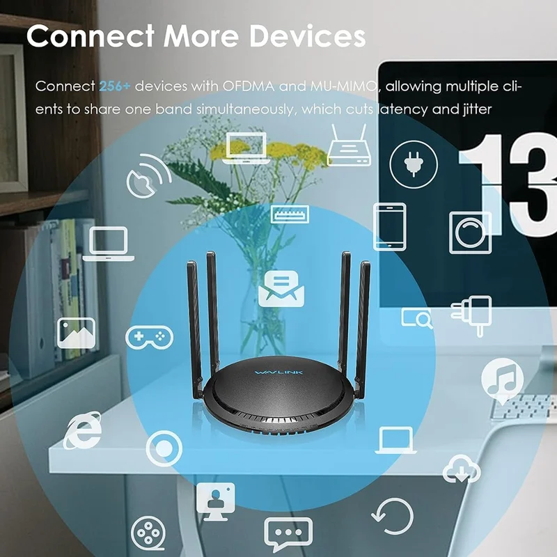 WAVLINK WS-WN531MX3-A AX3000 WiFi 6 Wireless Routers Dual Band Wireless Repeater Wider Coverage with 4 Antennas - AU Plug