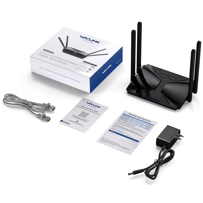 WAVLINK WL-WN586X3 Wi-Fi 6 AX3000 Mesh Router Dual Band Wireless Gigabit Ethernet Router with 5dBi High-gain Antennas - UK Plug