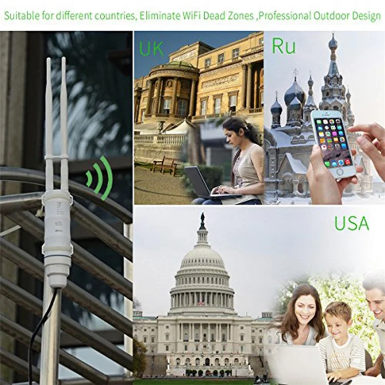 WAVLINK WN570HN2 300Mbps High Power Outdoor Router with PoE Powered WAN / LAN Ports Weatherproof / AP / Repeater Mode - AU Plug