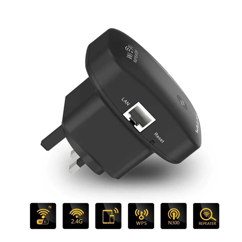 WAVLINK WN560N2 WPS Protection Amplifier WiFi Repeater 2.4G N300 WiFi Extension Repeater with 3dBi Internal Antenna - UK Plug