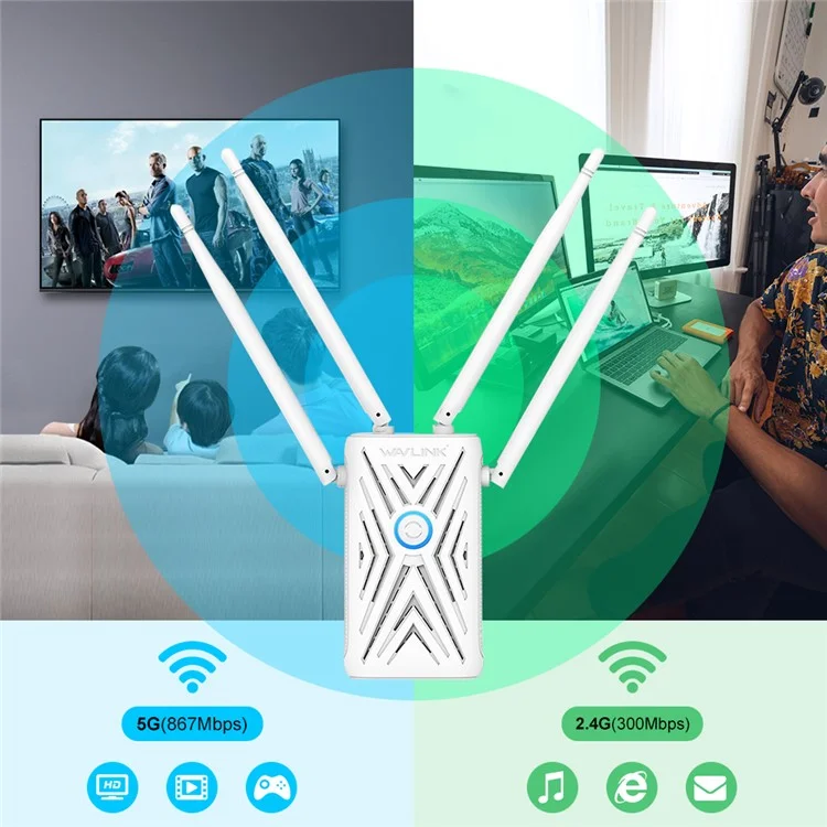 WAVLINK WN579A3 1200Mbps 2,4 GHz / 5 GHz Dual-Band-AP-Wireless-Router-WiFi-Extender - US-Stecker