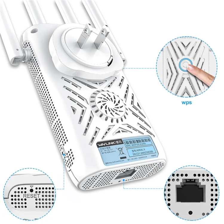 WAVLINK WN579A3 1200 Mbps 2,4 Ghz / Extenseur WiFi du Routeur Sans Fil à Double Bande 5 Ghz - Plug