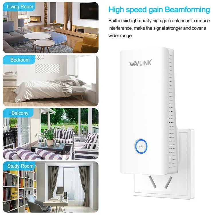 WAVLINK WN583A6 2100M Gigabit WiFi Router 2.4GHz / 5GHz Dual Band Wireless Network Repeater - UK Plug