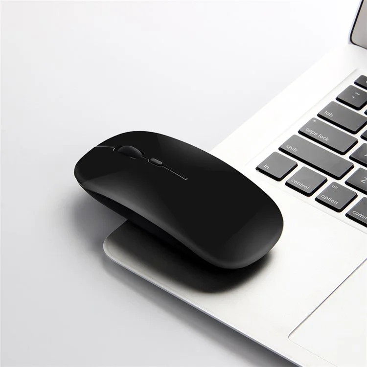 Recarregável Tranquilo 2.4G Mouse Sem Fio Camundongos Portáteis Para O Laptop Do Caderno Do PC - Preto