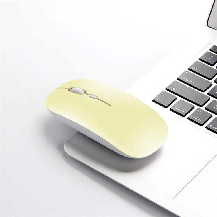 Rechargeable Quiet 2.4G Wireless Mouse Portable Computer Mice for PC Notebook Laptop - Yellow