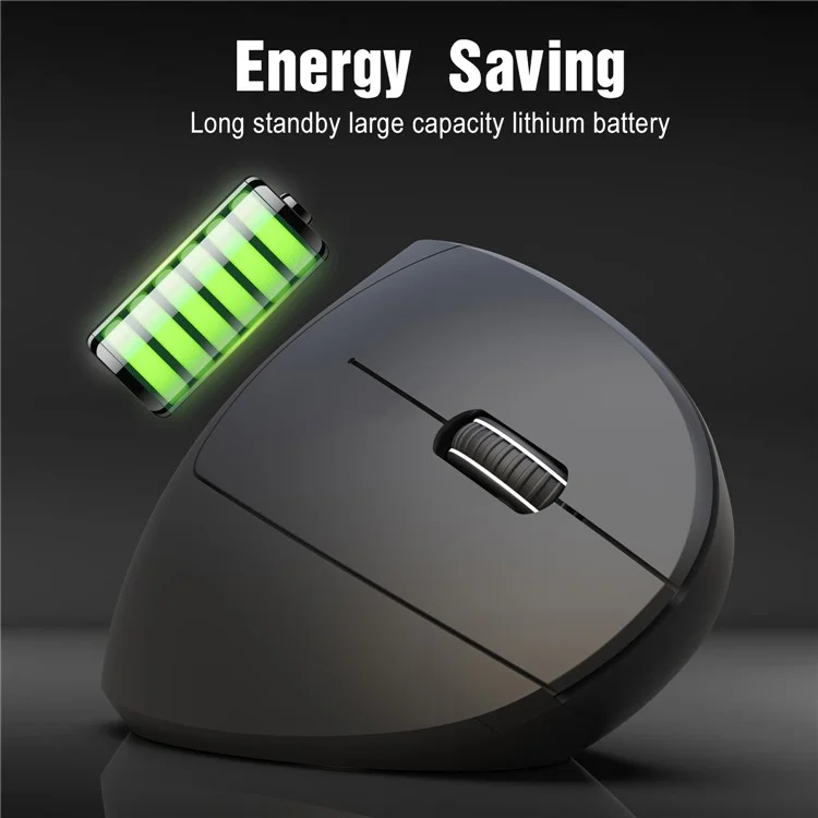 HXSJ T29 Bluetooth-compatible Wireless Vertical Ergonomic Optical Mouse Adjustable DPI Laptop Mice - Black