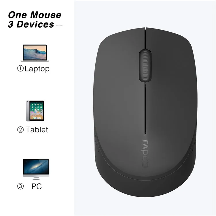 Rapoo A100G 2.4GHz Mouse Bluetooth Inalámbrico Con 1300 Ppi Para la Computadora Portátil de PC Windows - Negro