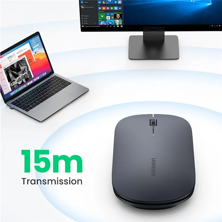 Souris sans fil muette UGREEN MU001 2.4 GHz avec DPI de 4000 pour PC, ordinateur portable - Noir
