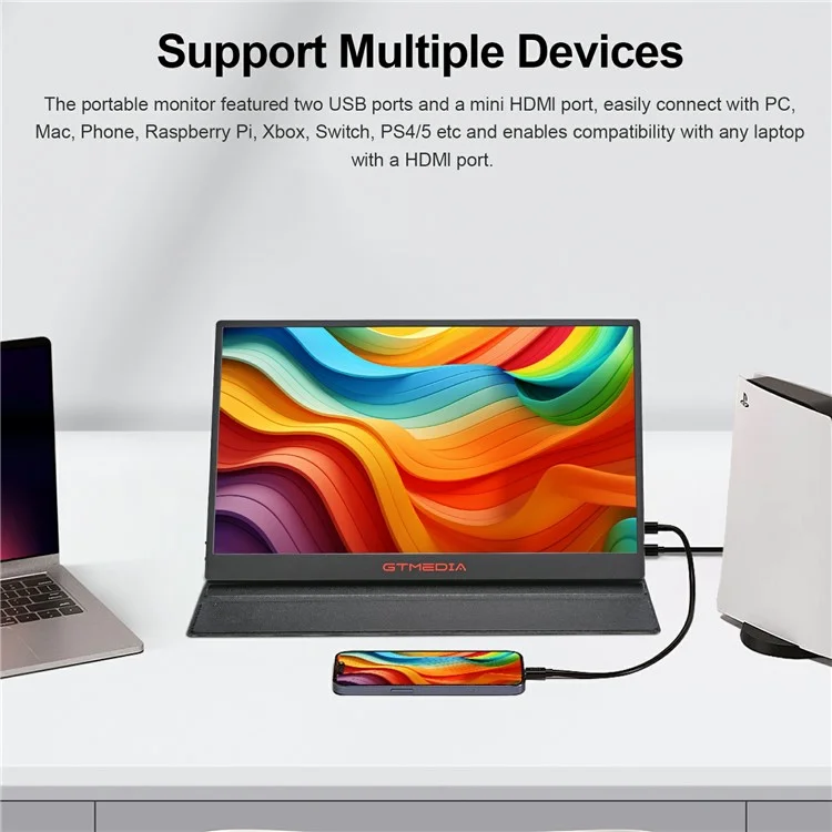 GTMEDIA Mate 173F Monitor de pantalla extendida para juegos de 17.3 pulgadas con pantalla FHD IPS 1080P - Enchufe estadounidense