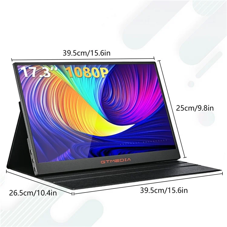 GTMEDIA Mate 173F Monitor de pantalla extendida para juegos de 17.3 pulgadas con pantalla FHD IPS 1080P - Enchufe estadounidense