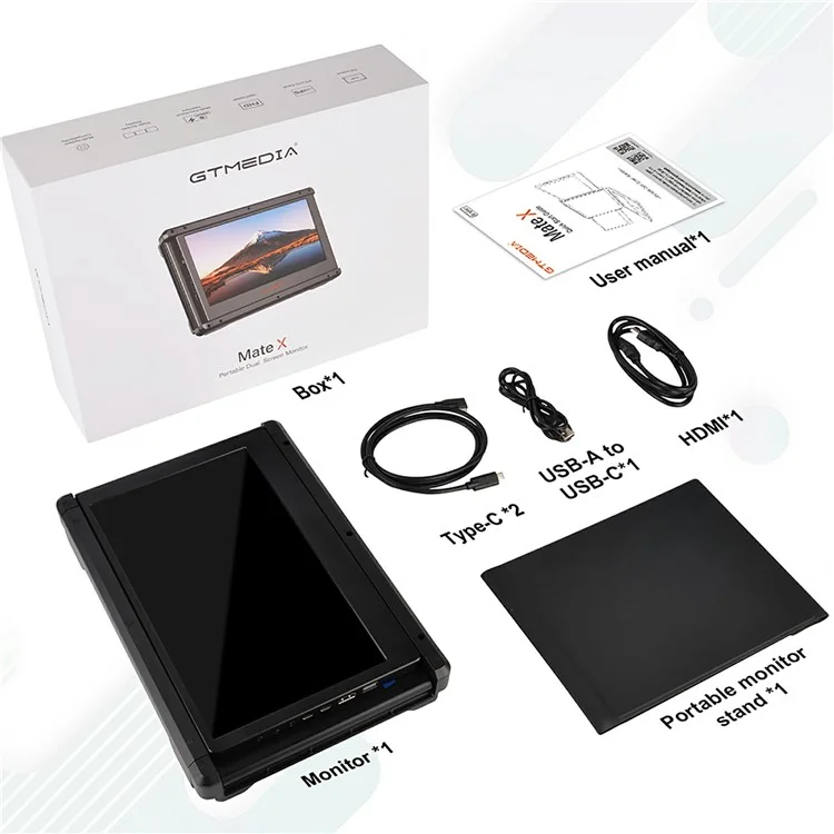 GTMEDIA Mate X 11.6-inch 1080P FHD IPS Dual-Screen Monitor for Laptop Extended Gaming Display Screen