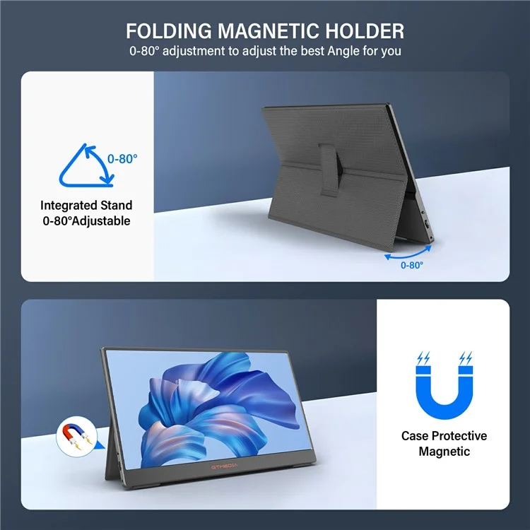 GTMEDIA Mate 140F 14-inch 1080P FHD IPS Screen Monitor for Laptop Extended Gaming Display Screen - US Plug