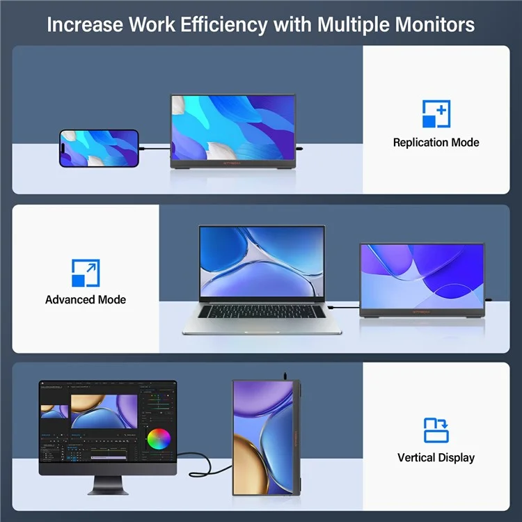 GTMEDIA Mate 140F 14-inch 1080P FHD IPS Screen Monitor for Laptop Extended Gaming Display Screen - US Plug