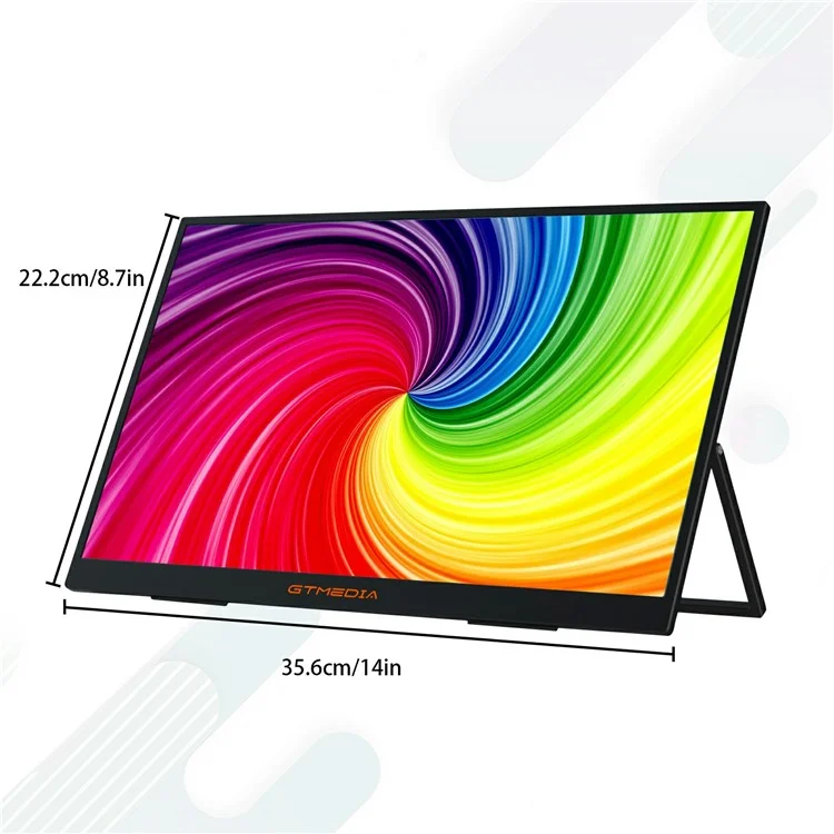 Monitor portatile GTMEDIA Mate 156F da 15,6 pollici, 1080P Full HD, schermo IPS, estensione laptop - Spina US