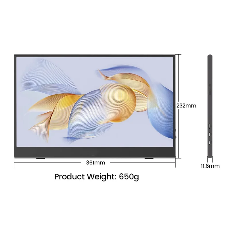 Écran portable M156F04 de 15,6 pouces pour ordinateur, Écran de projection 1920x1080 60Hz Affichage HD Écran d'extension