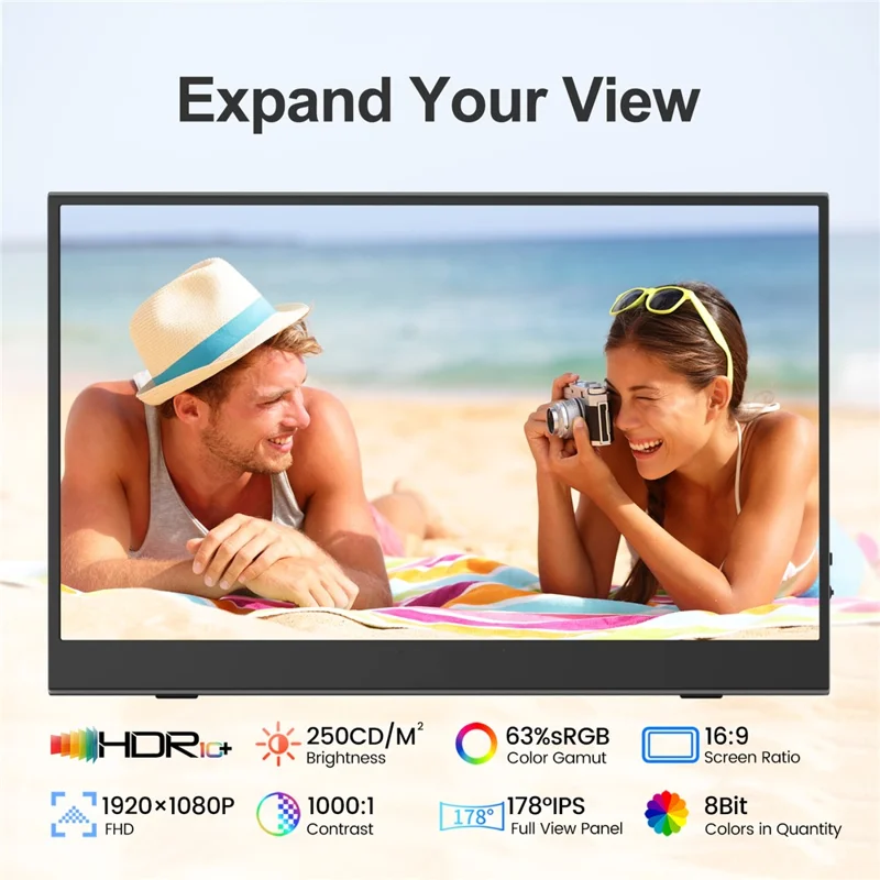 Écran portable M156F04 de 15,6 pouces pour ordinateur, Écran de projection 1920x1080 60Hz Affichage HD Écran d'extension