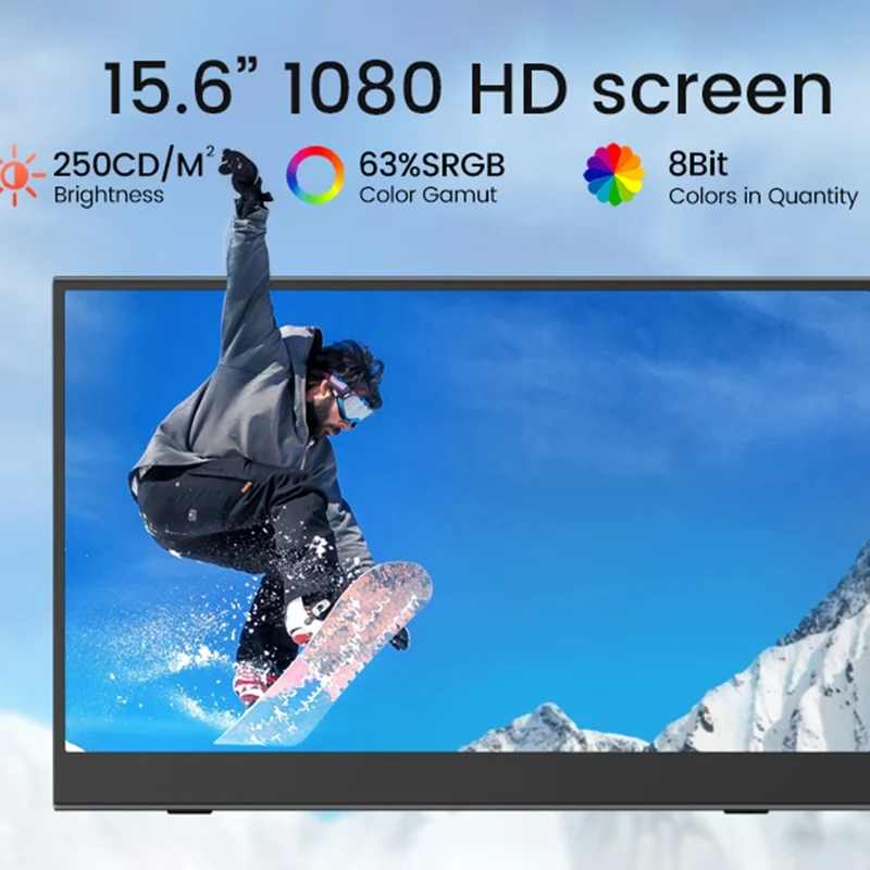 Écran portable M156F04 de 15,6 pouces pour ordinateur, Écran de projection 1920x1080 60Hz Affichage HD Écran d'extension