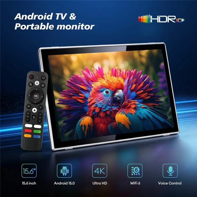EMODERN Z2TV 15.6 inch Android 15.0 2GB+16GB Smart TV 8K Ultra HD WiFi 6 Bluetooth-compatible Touchscreen Monitor - EU Plug