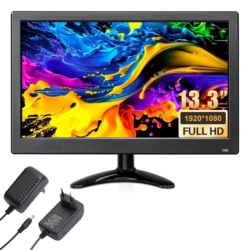 RX-103B 13.3-Inch Security Monitor 1920x1080 LED Display with Remote Control - EU Plug