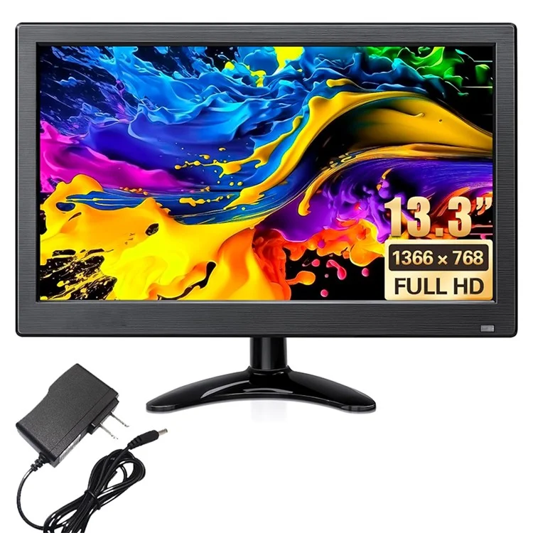 RX-103A 13.3" Full HD Monitor 1366x768 LED Display Screen with Remote Control - US Plug