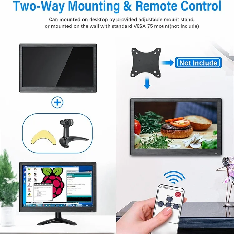 RX-103A 13.3" Full HD Monitor 1366x768 LED Display Screen with Remote Control - AU Plug