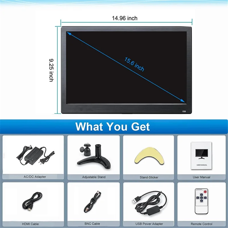 RX-105B 15,6 Polegadas 1920*1080 Monitor de Segurança LED Display Com Controle Remoto - Plugue au