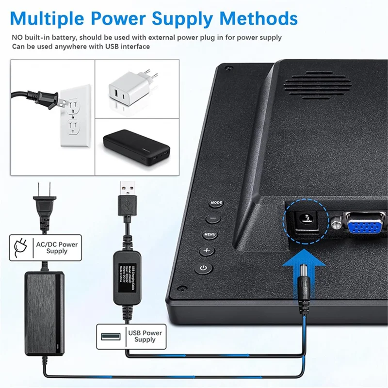 RX-105B 15.6-inch 1920*1080 Security Monitor LED Display with Remote Control - US Plug