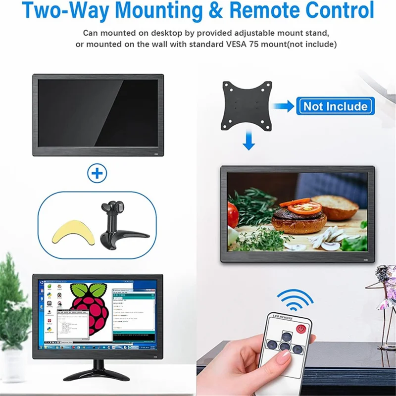 RX-105B 15.6-inch 1920*1080 Security Monitor LED Display with Remote Control - US Plug