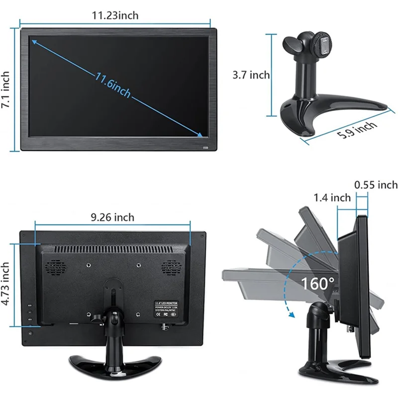 RX-102B 11.6-inch 1920*1080 Security Monitor HD Display with Remote Control - EU Plug