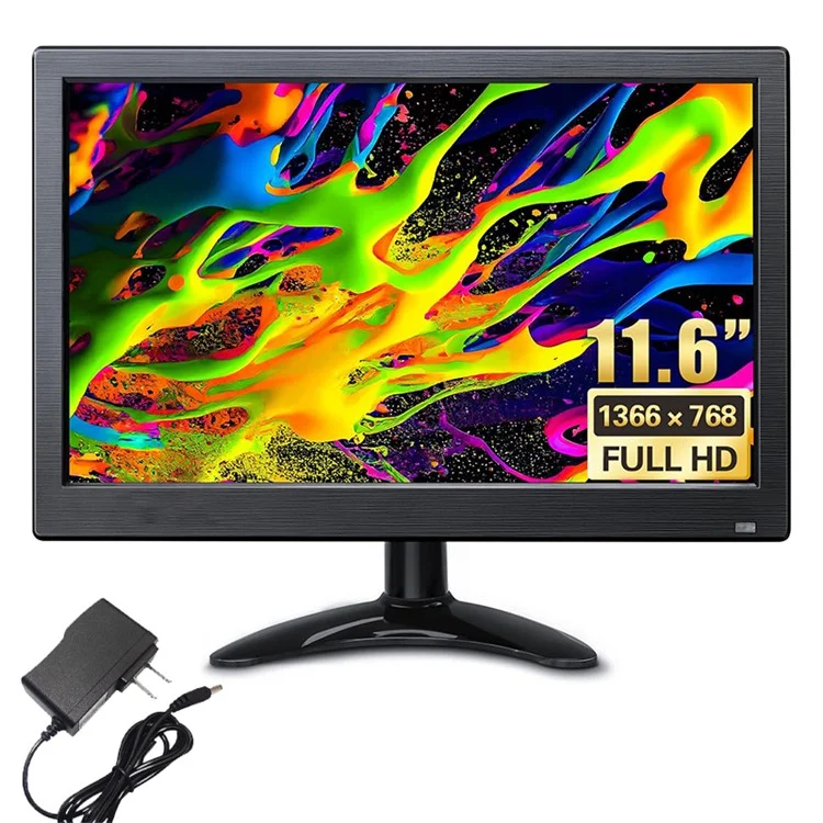 RX-102A 11,6 Polegadas 1366*768 Monitor Desktop / Tela Montada na Parede Com Controle Remoto - Plugue Nos Eua