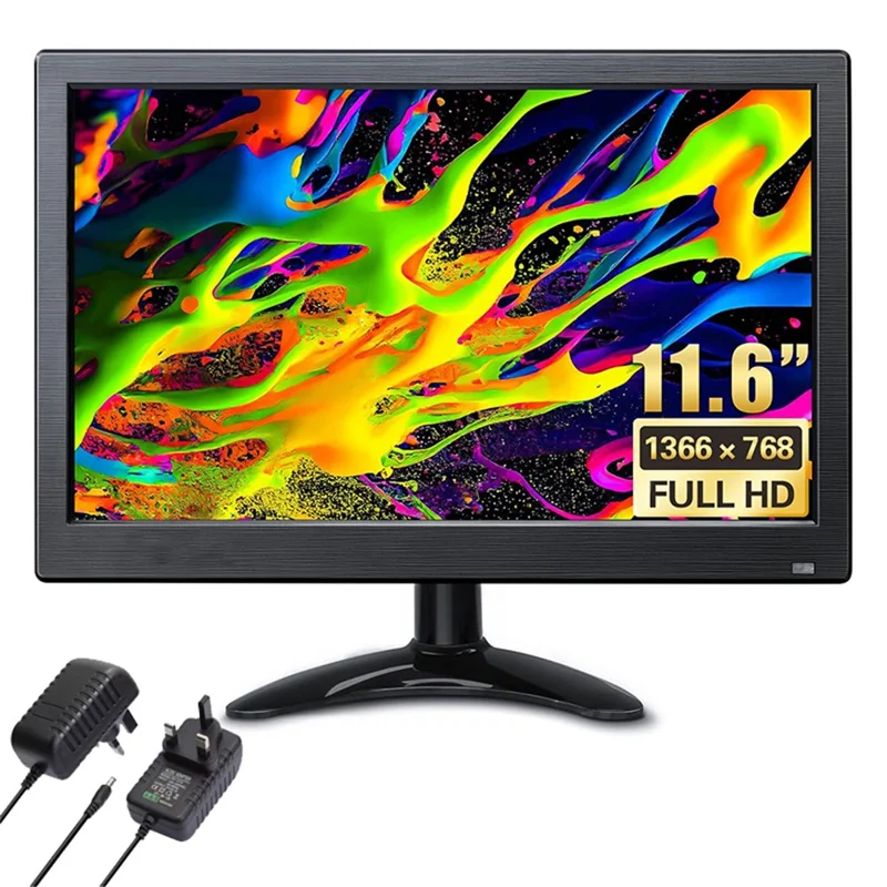 RX-102A 11.6-inch 1366*768 Monitor Desktop / Wall-mounted Display with Remote Control - UK Plug